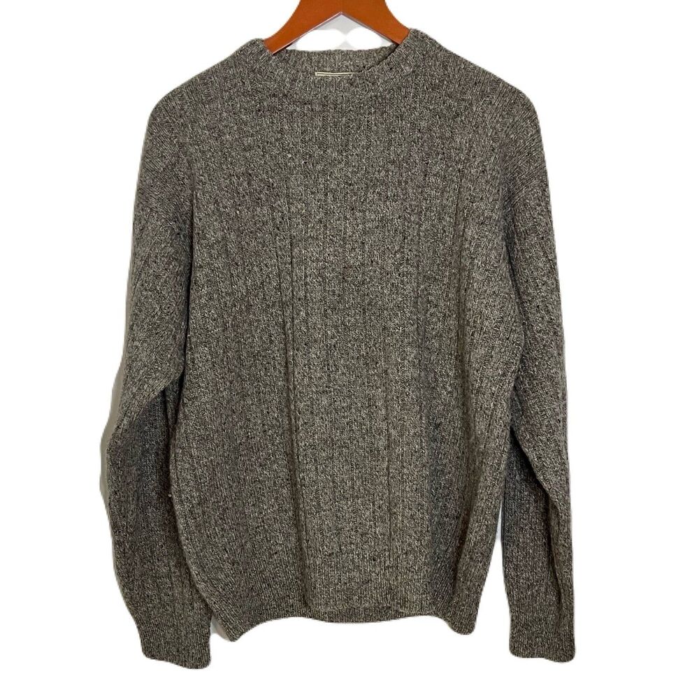 SKYR Men's Large 100% Wool‎ Knit Brown Sweater Preppy Classic Grandpa Heritage